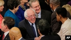 Democratic presidential candidate Sen. Bernie Sanders, I-Vt. arrives on Capitol Hill in Washington, Tuesday, Jan. 12, 2016, for President Barack Obama's State of the Union address before a joint session of Congress . 