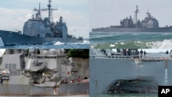 در دو سانحه دریایی جداگانه ناوهای آمریکایی دست کم ۱۷ نفر کشته شدند. 