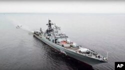 러시아 블라디보스크 인근에서 열린 해상훈련에 참가한 러시아 해군 구축함 '바이스 어드미럴 쿠라코브'. (자료사진) 
