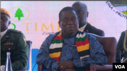 Zimbabwe President Emmerson Mnangagwa at the U.N.-AU summit in Victoria Falls, June 24, 2019. (C. Mavhunga/VOA) 