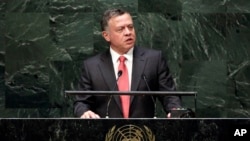 King Abdullah II, of Jordan, addresses the 69th session of the United Nations General Assembly, at U.N. headquarters, Sept. 24, 2014.