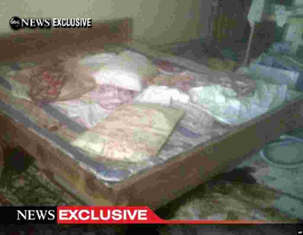 This video frame grab, obtained from ABC News on May 2, 2011, shows the interior bedroom in the mansion where Osama Bin Laden was killed May 1.