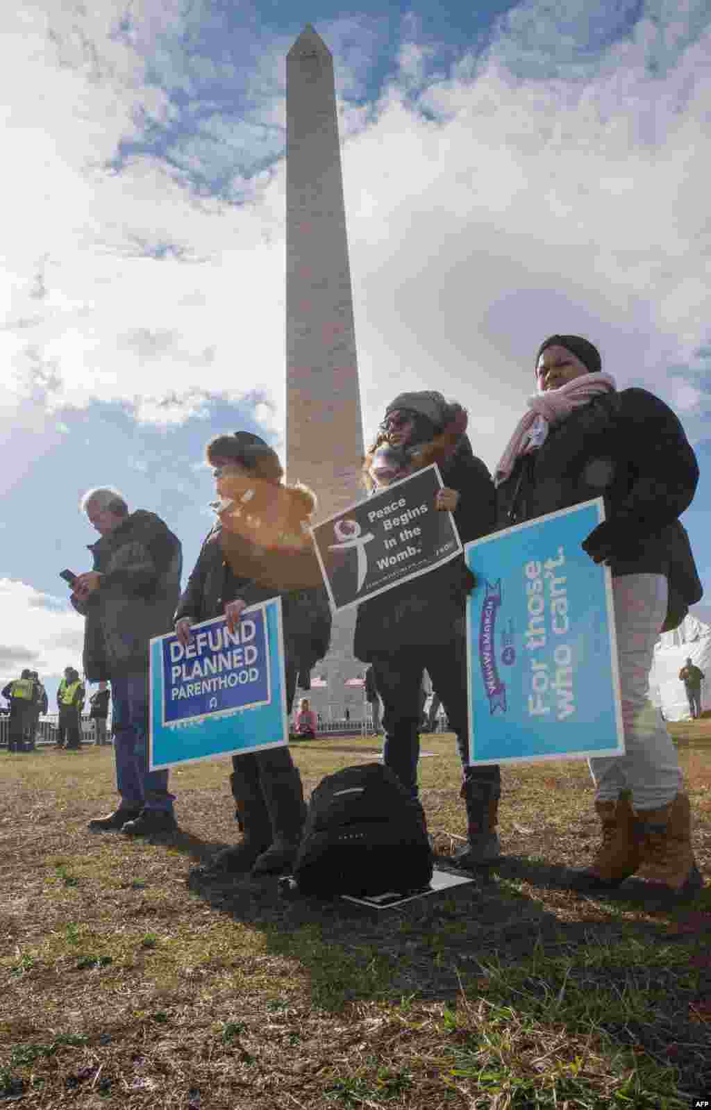 Pro Life supporters gather at the Washington Monument to hear Vice President Mike Pence speak at the March for Life rally on Jan. 27, 2017 in Washington,DC.