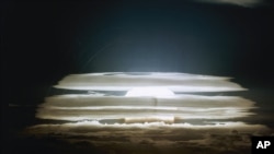 H-bomb test; radioactive clouds at the Bikini Atoll on May 21, 1956. (AP Photo)