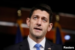 U.S. Speaker of the House Paul Ryan (R-WI) takes questions at a news conference after his meeting with Republican presidential candidate Donald Trump in Washington May 12, 2016.