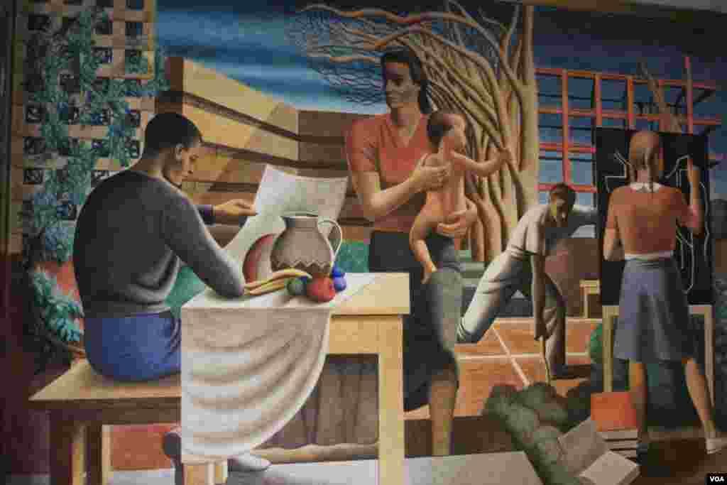 "The Security of the People" by Seymour Fogel is part of the New Deal-era art at VOA headquarters