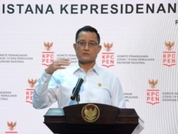 Menteri Sosial Juliari Batubara dalam telekonferensi pers di Istana Kepresidenan Jakarta , Rabu (4/11) jaringan pengaman sosial sudah terserap hampir 100 persen ( biro Setpres )