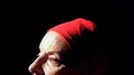 FILE - In this January 27, 1998, file photo, Alicia Alonso, founder of the Ballet Nacional de Cuba, listens during an interview in New York. (AP Photo/Bebeto Matthews, File)