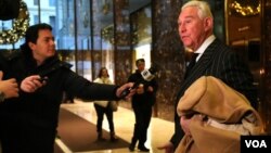 FILE - Roger Stone, a political strategist and Donald Trump adviser, is seen leaving Trump Tower in New York. (R. Taylor / VOA)