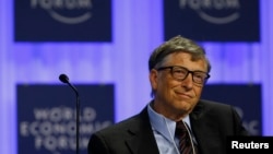 Microsoft founder Bill Gates attends a session at the annual meeting of the World Economic Forum in Davos, Switzerland, Jan. 24, 2014.