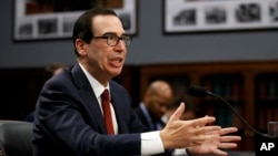 Treasury Secretary Steven Mnuchin testifies before a House Appropriations subcommittee, April 9, 2019, on Capitol Hill in Washington.