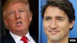 Tổng thống Hoa Kỳ Donald Trump (trái) và Thủ tướng Canada Justin Trudeau.