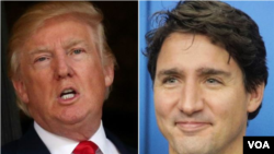 Presiden AS Donald Trump dan PM Kanada Justin Trudeau mempunyai pandangan politik yang berseberangan (foto: ilustrasi). 