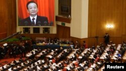 Discurso do primeiro-ministro chinês, Wen Jiabao marcou a abertura do Congresso Nacional do Povo, hoje, em Pequim