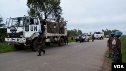 Kikosi cha ulinzi wa amani cha MONUSCO wakiwa katika doria kwenye wilaya ya Beni huko DRC