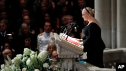 Meghan McCain speaks at a memorial service for her father Sen. John McCain at National Cathedral in Washington, Sept. 1, 2018.