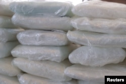 Packets of fentanyl mostly in powder form and methamphetamine, which U.S. Customs and Border Protection say they captured from a truck crossing into Arizona from Mexico, Jan. 31, 2019.