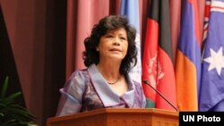 Noeleen Heyzer, yang sebelumnya menjabat sebagai Kepala Komisi Ekonomi dan Sosial PBB untuk kawasan Asia Pasifik pada periode 2007-2014, ditunjuk sebagai utusan baru PBB untuk Myanmar. Heyzer akan mulai bertugas pada bulan Novemeber 2021. (Foto: UN Photo) 