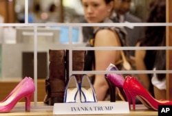 FILE - Shoes from the Ivanka Trump collection are displayed at a Lord & Taylor department store in New York, Aug. 23, 2012.