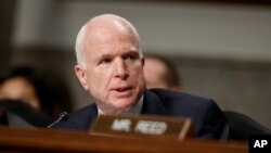 Senate Armed Services Committee Chairman Sen. John McCain, R-Ariz. speaks on Capitol Hill in Washington, Jan. 5, 2017.