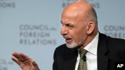 FILE - Afghan President Ashraf Ghani speaks at the Council of Foreign Relations in New York, March 26, 2015.