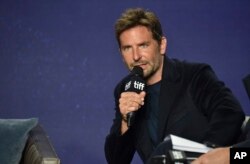 Bradley Cooper speaks at the press conference for "A Star Is Born" on day 4 of the Toronto International Film Festival at the TIFF Bell Lightbox, Sept. 9, 2018, in Toronto.