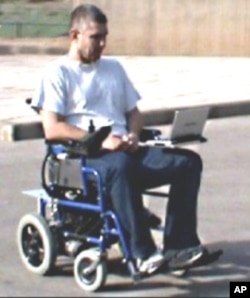 This wheelchair is equipped with electronics that are controlled by user sniff signals.