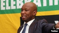 African National Congress spokesman Zizi Kodwa is seen delivering a speech in a photo taken from his Twitter feed @zizikodwa. Kodwa accused the U.S. government of attempting to "undermine" the current South African government.