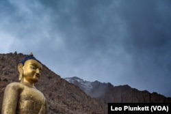 A Buddha statue overlooks Hemis Gompa, the largest monastery in Ladakh.
