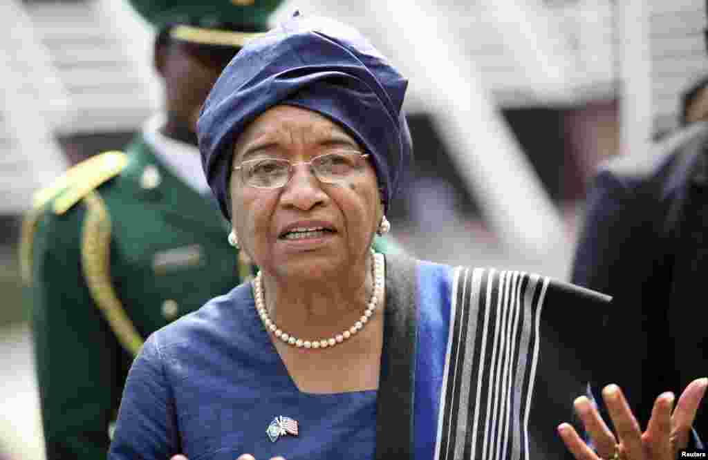 Liberia&#39;s President Ellen Johnson Sirleaf arrives for a meeting of the Economic Community of West African States (ECOWAS) in Nigeria&#39;s capital Abuja February 16, 2012. (Reuters)