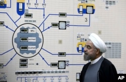 President Hassan Rouhani visits the Bushehr nuclear power plant just outside the port city of Bushehr, Iran, Jan. 13, 2015, in this photo released by the Iranian Presidency Office.