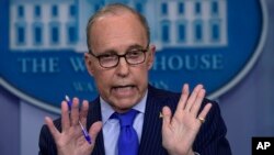 Senior White House economic adviser Larry Kudlow speaks during a briefing at the White House in Washington, June 6, 2018, on the upcoming G-7 summit. 