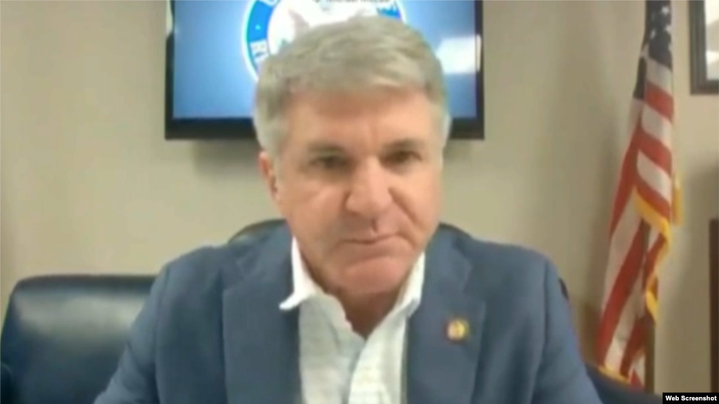 众议院外交事务首席共和党议员麦考尔（Rep. Michael McCaul, R-TX）2021年5月6日出席线上新疆人权听证会。(photo:VOA)