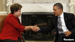 Los presidentes Dilma Rousseff de Brasil y Barack Obama de Estados Unidos, en la Casa Blanca.
