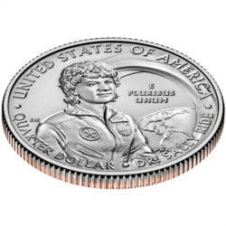The Dr. Sally Ride Quarter is the second coin in the American Women Quarters™ Program. Dr. Sally Ride was a physicist, astronaut, educator, and the first American woman to soar into space. (Credit: The United States Mint)