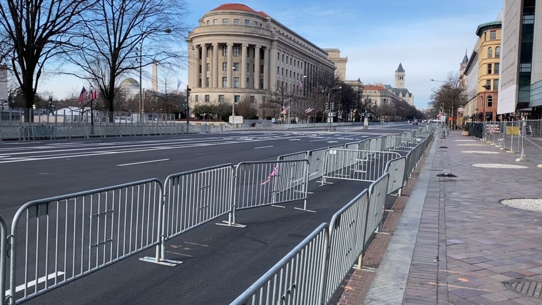 Pusat Kota Washington D.C. menjelang pelantikan Presiden terpilih Joe Biden.