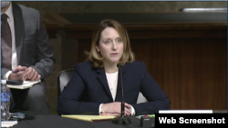 国防部副部长提名人选希克斯（Kathleen Hicks）2021年2月2日出席参议院军事委员会有关她的人事提名确认听证会。