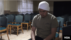 Luis Angel Garcia Gonzalez arrived at the shelter with almost nothing after a failed attempt to cross into the United States. (R.Taylor/VOA)