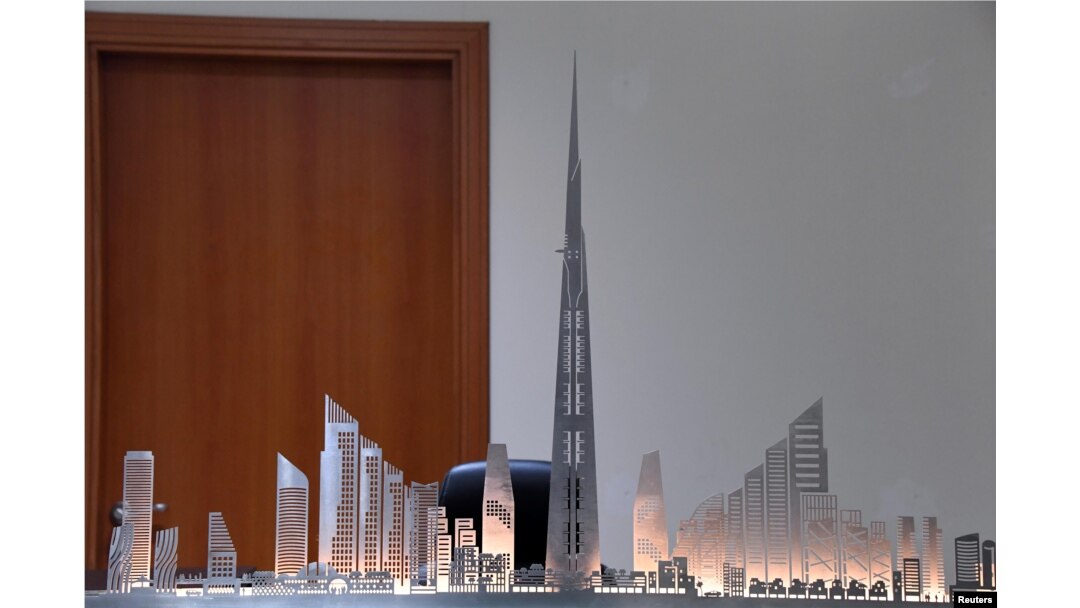 Model Jeddah Tower di kantor Jeddah Economic Company, di Jeddah, Arab Saudi, 6 Februari 2018.