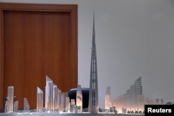 Model Jeddah Tower di kantor Jeddah Economic Company, di Jeddah, Arab Saudi, 6 Februari 2018.