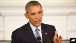 Tổng thống Obama trong 1 cuộc họp báo tại Toà Bạch Ốc ở Washington, 2/10/2015.