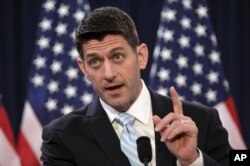 FILE - House Speaker Paul Ryan of Wis. speaks on Capitol Hill in Washington, March 23, 2016.