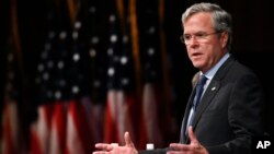 Former Florida Gov. Jeb Bush speaks during a Faith and Family Presidential Forum at Bob Jones University in Greenville, S.C., Feb. 12, 2016.