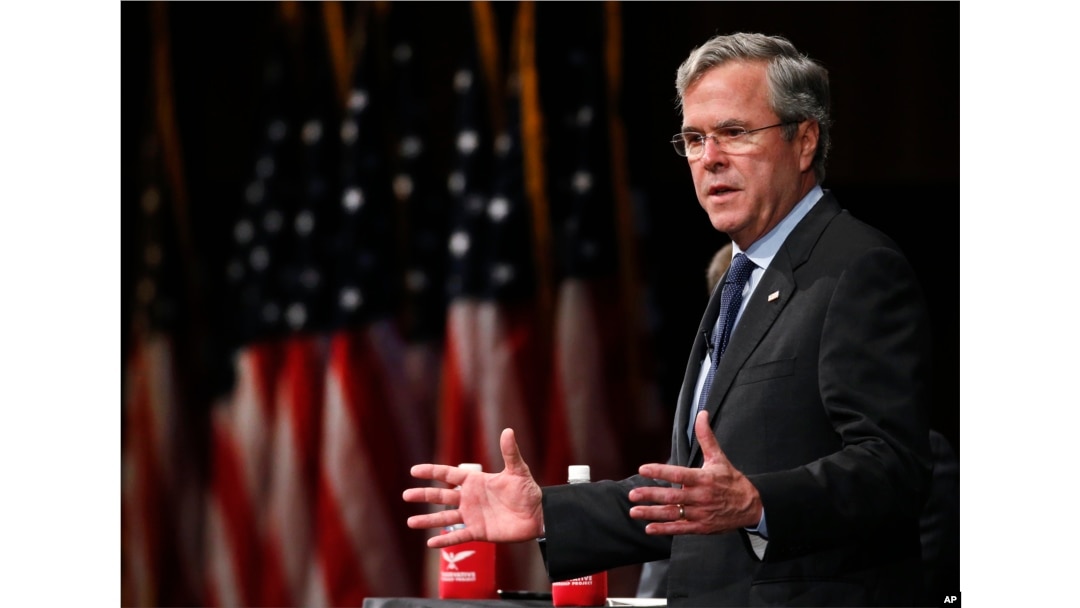 Former Florida Gov. Jeb Bush speaks during a Faith and Family Presidential Forum at Bob Jones University in Greenville, S.C., Feb. 12, 2016.
