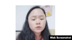 潑墨習近平畫像的湖南女孩董瑤瓊呼籲外界關注她目前受到當局監控和壓制的狀況。 （2020年12月1日）
