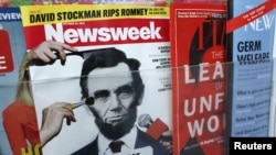 Tạp chí Newsweek tại một sạp bán báo ở New York ngày 18/10/2012. Phiên bản báo in cuối cùng của Newsweek sẽ là ngày 31/12.