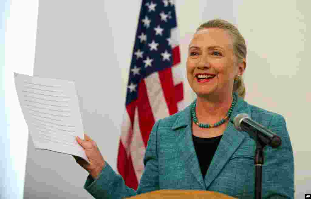US Secretary of State Hillary Clinton during a press conference in East Timor, Sept 6, 2012