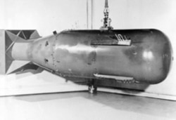 A "Little Boy" atom bomb. This was the kind of bomb that exploded over Hiroshima on August 6, 1945.