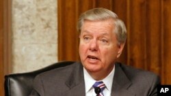 Sen. Lindsey Graham, R-S.C. speaks on Capitol Hill in Washington, July 11, 2017, during a hearing of the Senate Armed Services committee.