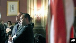 Senate Majority Whip Richard Durbin of Ill., left, Rep. Luis Gutierrez, D-Ill., look on during a news conference about Dream Act legislation on Capitol Hill in Washington, 8 Dec, 2010